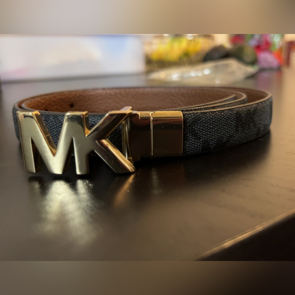 Michael Kors Black and Gold Men's Belt